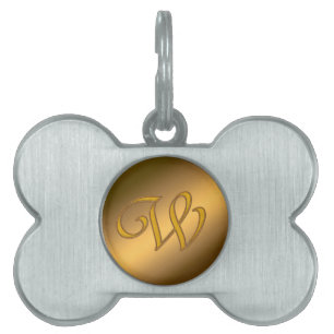 Médaillons Pour Animaux Domestiques Monogramme Gold W