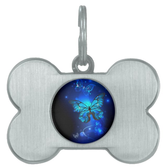 Médaillons Pour Animaux Domestiques Morpho Butterfly in the Dark Background (Devant)