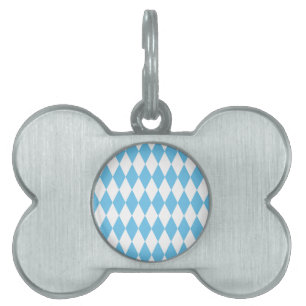 Médaillons Pour Animaux Domestiques Motif de drapeau bavarois en losanges bleu et blan