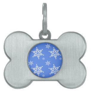 Médaillons Pour Animaux Domestiques Motif de flocons de neige, Flakes blancs, Neige, B