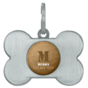 Médaillons Pour Animaux Domestiques Motif de maillage géométrique marron personnalisé