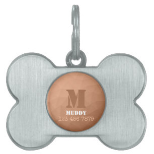 Médaillons Pour Animaux Domestiques Motif de maillage géométrique orange pêche monogra