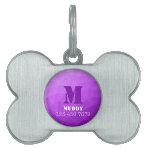 Médaillons Pour Animaux Domestiques Motif de maille géométrique violet monogramme pers