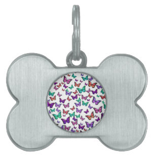 Médaillons Pour Animaux Domestiques Motif de papillons colorés