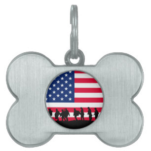 Médaillons Pour Animaux Domestiques Motif drapeau Patriot USA Soldiers