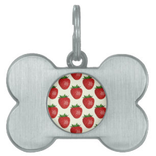 Médaillons Pour Animaux Domestiques Motif Fraise, Fraises Rouges, Fruit, Feuille