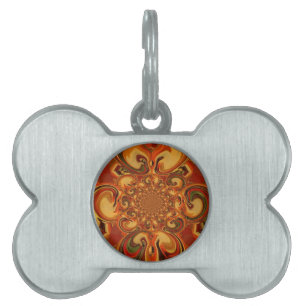 Médaillons Pour Animaux Domestiques Motif tourbillonnant : Tons d'orange, Brown et ver