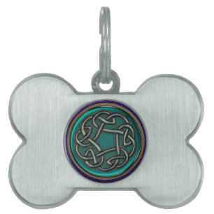 Médaillons Pour Animaux Domestiques Noeud de Celtic en métal de vert de jade