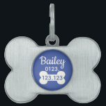 Médaillons Pour Animaux Domestiques Numéro de téléphone mignon Nom bleu os<br><div class="desc">Balise de nom d'animal mignon avec le contact de numéro de téléphone. Option pour customiser la couleur et la couleur arrière - plans du texte.</div>