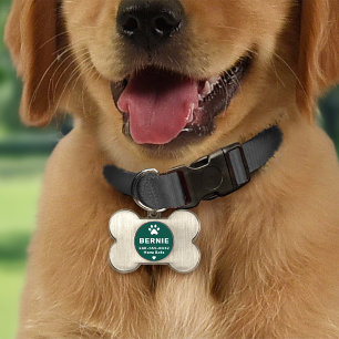 Médaillons Pour Animaux Domestiques Os de chien à monogramme avec empreinte de patte v