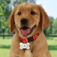 Os de chien monogrammé avec empreinte de patte bla