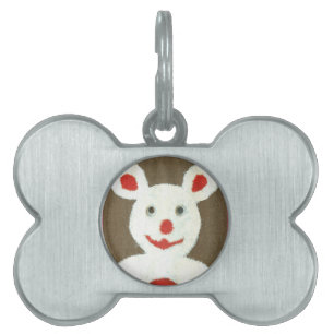 Médaillons Pour Animaux Domestiques Ours blanc avec nez rouge, bouche et oreilles (Pèr