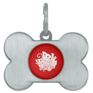 Médaillons Pour Animaux Domestiques Papillon asiatique Japonais Conception Kamon