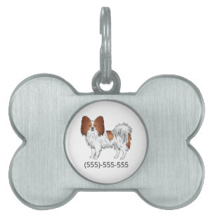 Médaillons Pour Animaux Domestiques Papillon Rouge Et Blanc Chien Mignon Et Numéro De
