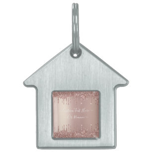 Médaillons Pour Animaux Domestiques Parties scintillant rose Gold Blush Éclats Texte