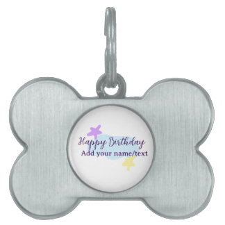 Médaillons Pour Animaux Domestiques Pastel blue clouds stars purple happy birthday nam
