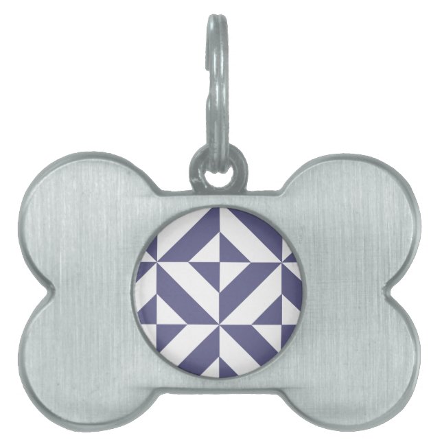 Médaillons Pour Animaux Domestiques Patters Midnight Blue Geometric Deco Cube (Devant)