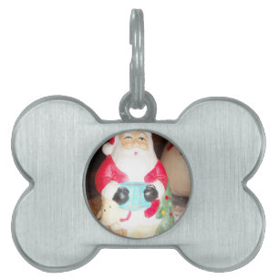 Médaillons Pour Animaux Domestiques Père Noël vintage amusant avec l'art de la neige I