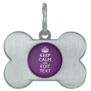 Médaillons Pour Animaux Domestiques Personalisé KEEP CALM Votre texte sur Décor violet