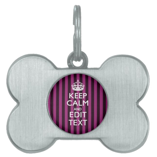 Médaillons Pour Animaux Domestiques Personalisé KEEP CALM Votre texte sur Pink Fuchsia (Devant)