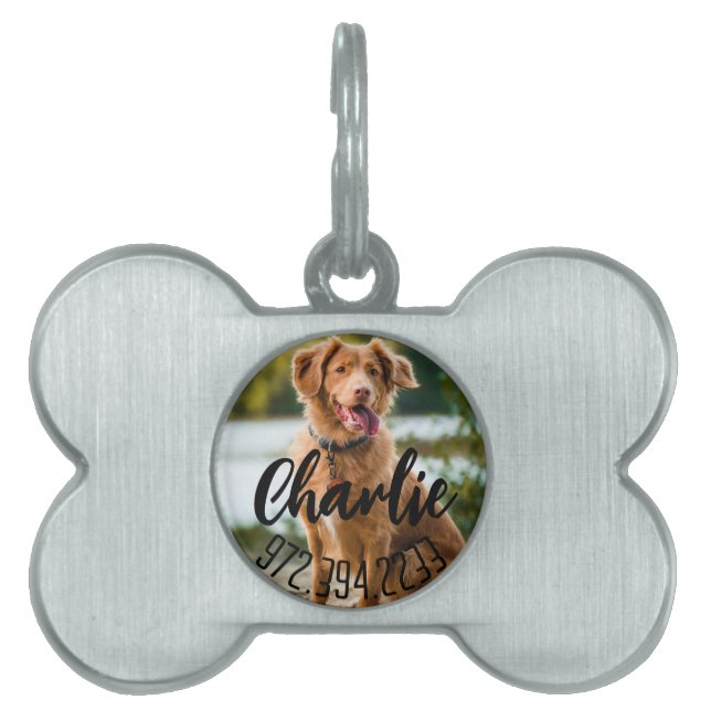 Médaillons Pour Animaux Domestiques Personalized Dog Name & Phone Number (Devant)