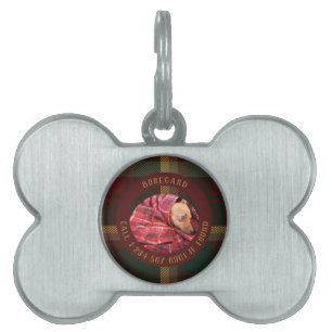 Médaillons Pour Animaux Domestiques Personnaliser Chien Perdu Tartan Feuille d'Érable