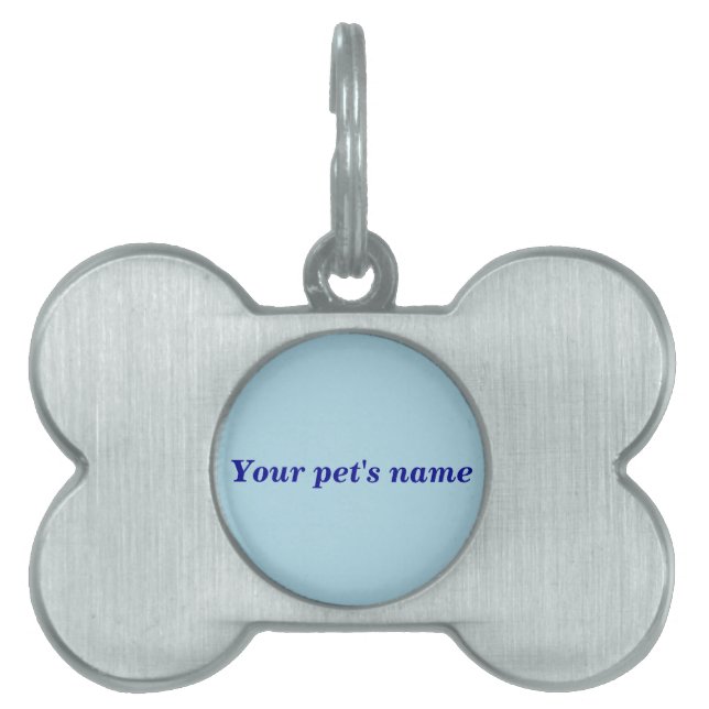 Médaillons Pour Animaux Domestiques Pet’s Name With Light Blue on Boned Shaped (Devant)