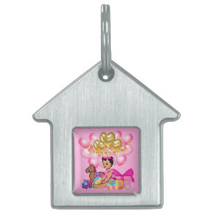 Médaillons Pour Animaux Domestiques Petite fille en rose