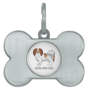 Médaillons Pour Animaux Domestiques Phalène Rouge Et Blanc Avec Numéro De Téléphone Pe