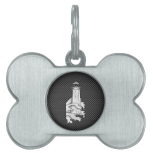 Médaillons Pour Animaux Domestiques Phare de style de chrome sur le décor de fibre de