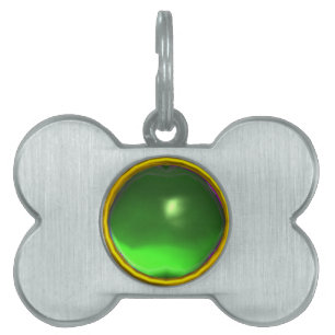 MÉDAILLONS POUR ANIMAUX DOMESTIQUES PIERRE VERTE EMERALD GEM