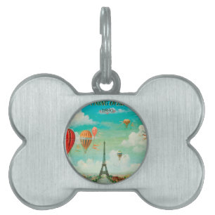 Médaillons Pour Animaux Domestiques PixDezines ballons vintages/eiffel/paris