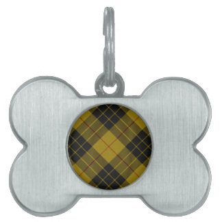 Médaillons Pour Animaux Domestiques Plaque noire jaune tartan MacLeod