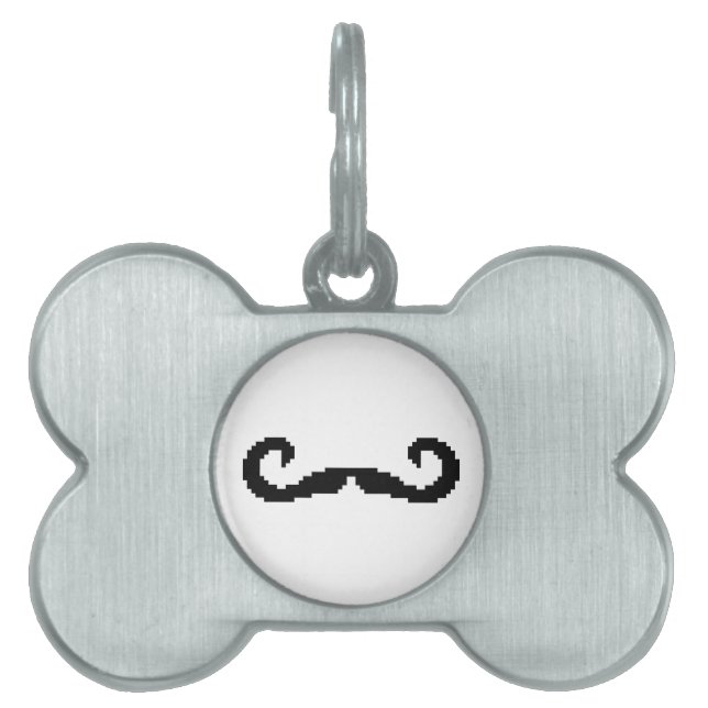 Médaillons Pour Animaux Domestiques Poignée de 8 bits Pixel Moustache (Devant)
