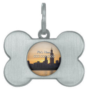 Médaillons Pour Animaux Domestiques Porte-clés silhouette de coucher de soleil de la W