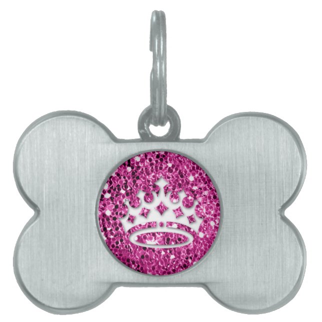 Médaillons Pour Animaux Domestiques Princesse Girly Crown sur le regard rose de (Devant)
