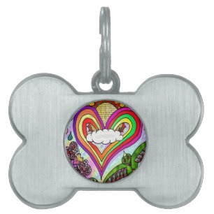 Médaillons Pour Animaux Domestiques Psychédélic Rainbow Heart