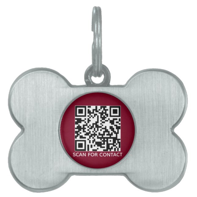 Médaillons Pour Animaux Domestiques QR Code Bourgogne scannable sans contact info chie (Devant)