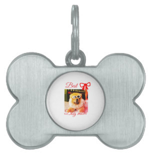Médaillons Pour Animaux Domestiques Red bow best dog maman papa photo chien/animal nom