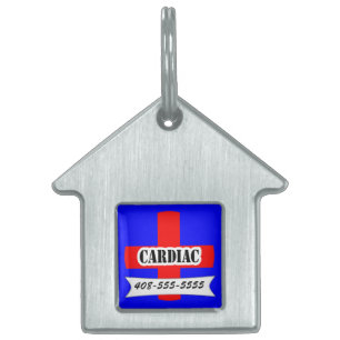Médaillons Pour Animaux Domestiques Red Medic Alert Cardiac Nom de l'animal de compagn