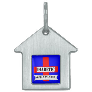 Médaillons Pour Animaux Domestiques Red Medic Alert Diabetic Nom de animal de compagni