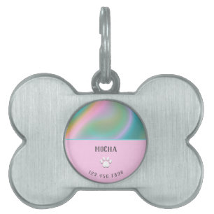 Médaillons Pour Animaux Domestiques Rose holographique