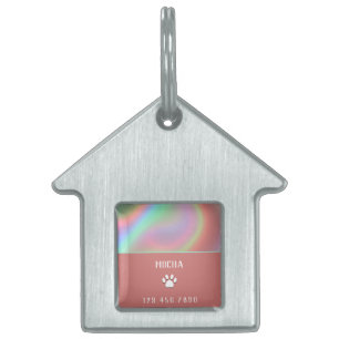 Médaillons Pour Animaux Domestiques Rose Poussiéreux Holographique Rose