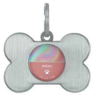 Médaillons Pour Animaux Domestiques Rose Poussiéreux Rose Holographique
