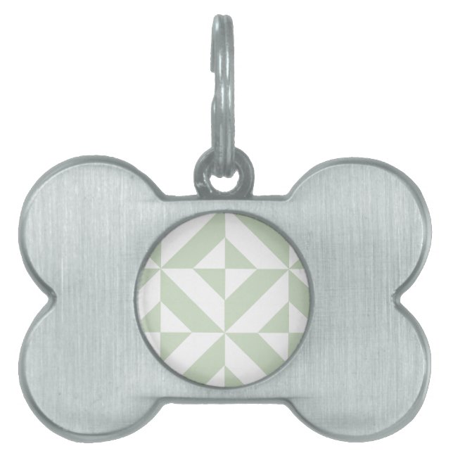 Médaillons Pour Animaux Domestiques Sage Green Geometric Deco Cube Pattern (Devant)