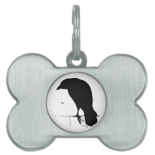 Médaillons Pour Animaux Domestiques Silhouette de Raven - Goth vintage Ravens et