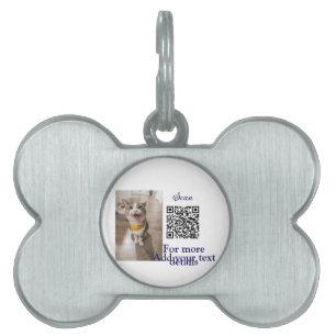 Médaillons Pour Animaux Domestiques Simple animal name details QR code add text photo