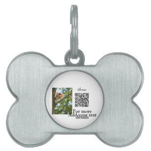 Médaillons Pour Animaux Domestiques Simple animal name details QR code add text photo