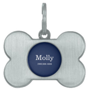 Médaillons Pour Animaux Domestiques Simple Moderne Étiquette de Compagnie Bleu Marine