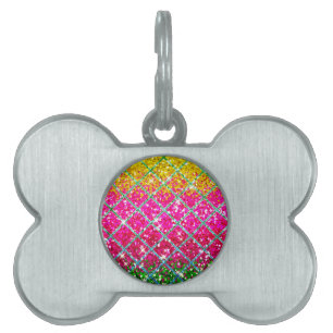 Médaillons Pour Animaux Domestiques Snakeskin rose parties scintillant